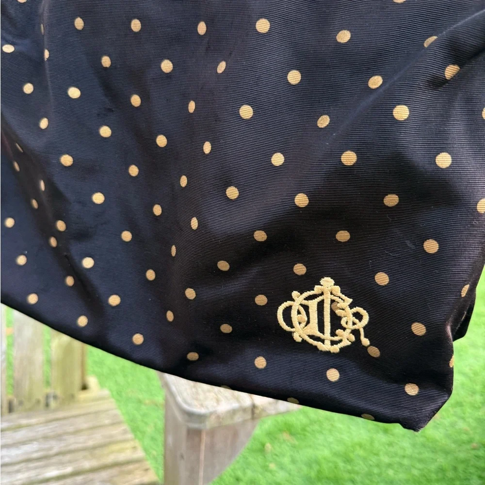 VTG 80’s Christian Dior Black Gold Polk A‎ Dot Cosmetic Bag Travel Toiletries C - Picture 2 of 8